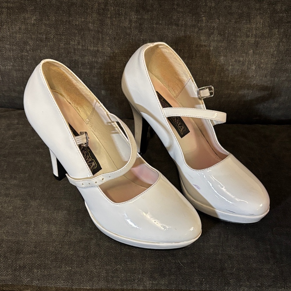 Funtasma White Patent Mary Jane Heels